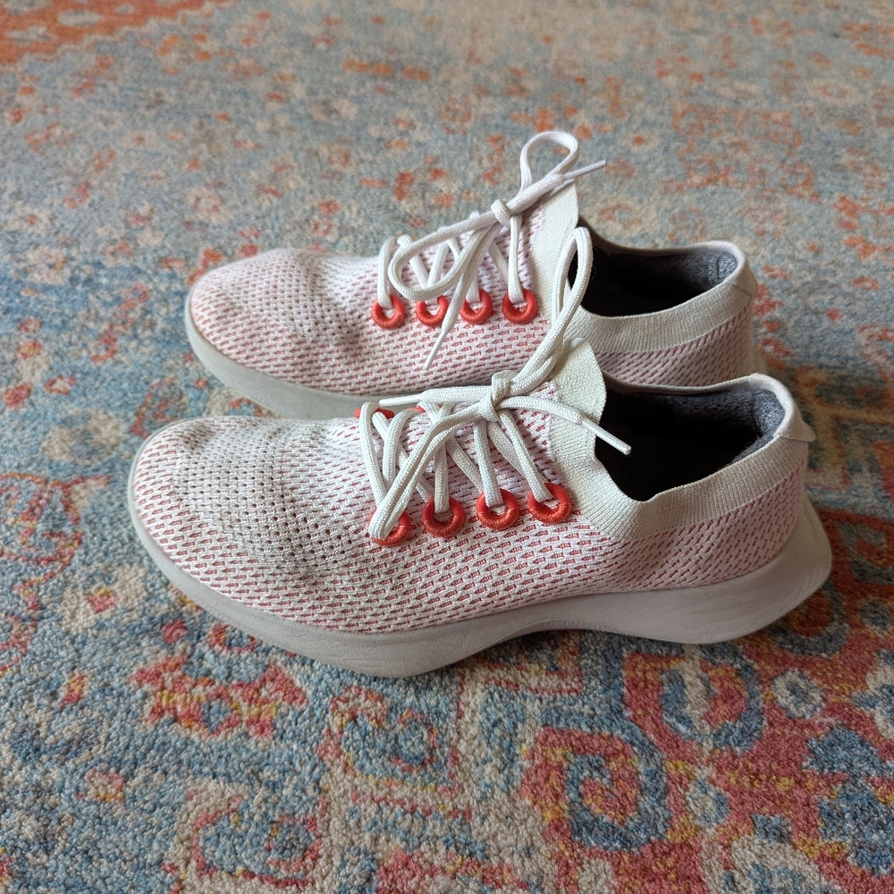 Allbirds Tree Dasher TD Men's 10.5 White Red Lace Up Sneakers Shoes